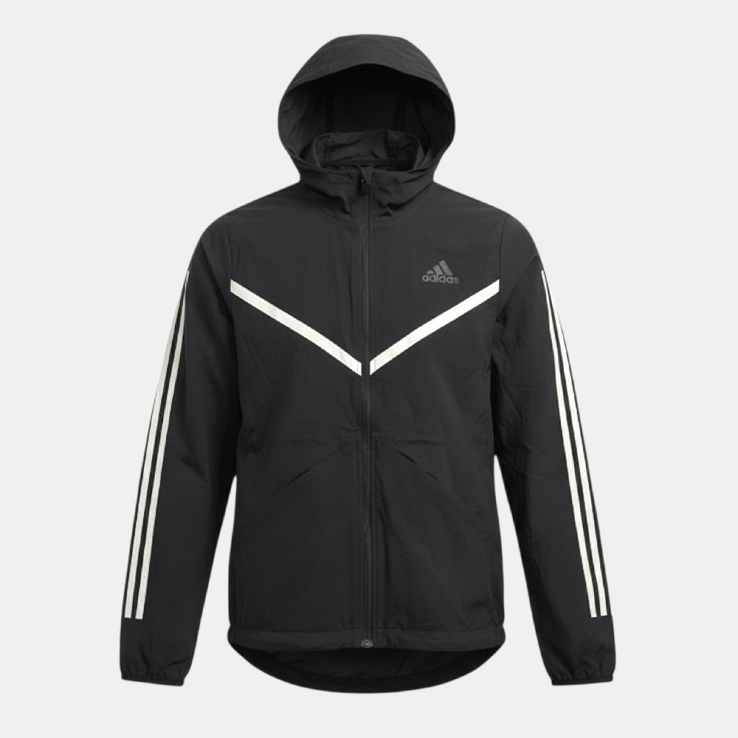 Adidas 3-Stripes Hooded Track Jacket Μαύρο Λευκό /pre owned